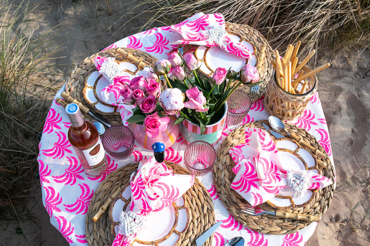 Modern Palm Pink Round Tablecloth-Tablecloths-LNH Edit