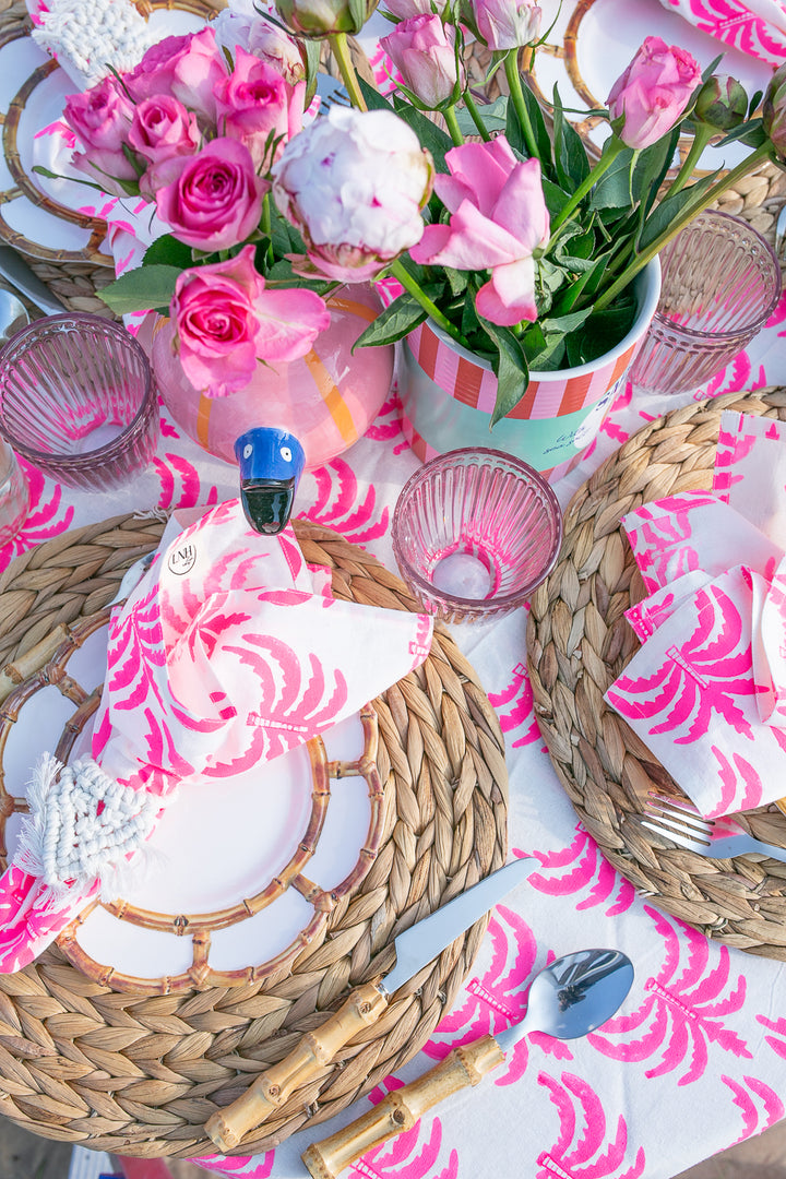 Modern Palm Pink Round Tablecloth-Tablecloths-LNH Edit