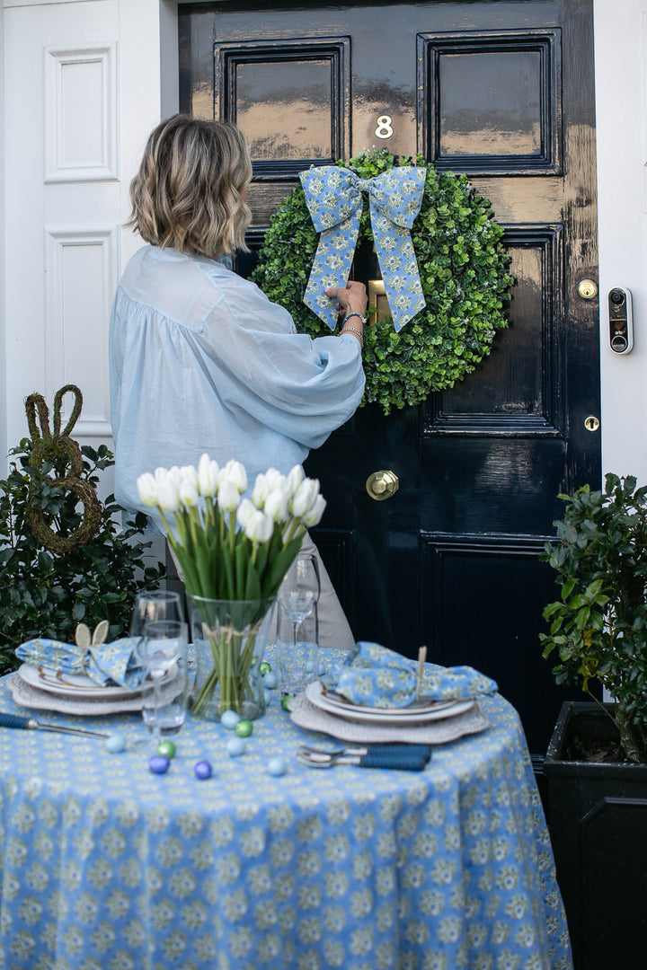 Emily Blue Handmade Bow, 2 sizes--LNH Edit