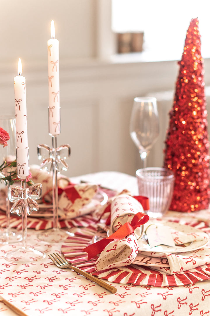 Christmas Red Bow Round Tablecloth