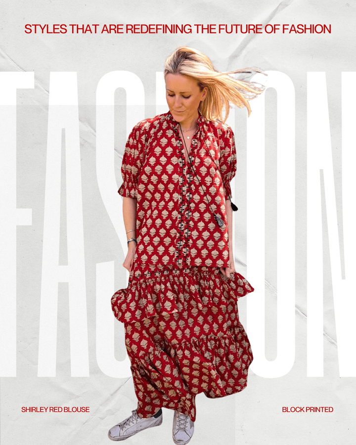 Shirley Red Cotton Top – Handcrafted in Jaipur-Dresses-LNH Edit