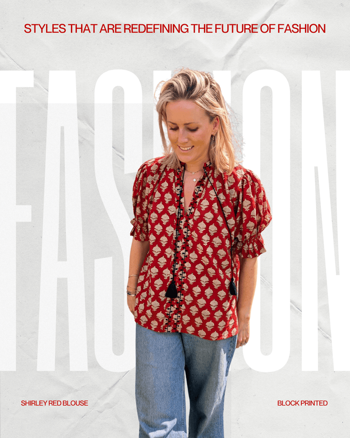 Shirley Red Cotton Top – Handcrafted in Jaipur-Dresses-LNH Edit