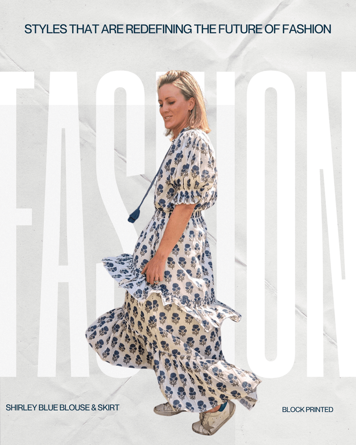 Shirley Blue Frill Cotton Skirt-Skirts-LNH Edit