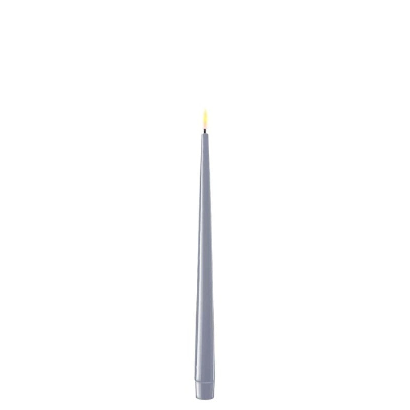 Dusty Blue LED Dinner Candle, 38 cm, Set of 2-LED Candles-LNH Edit