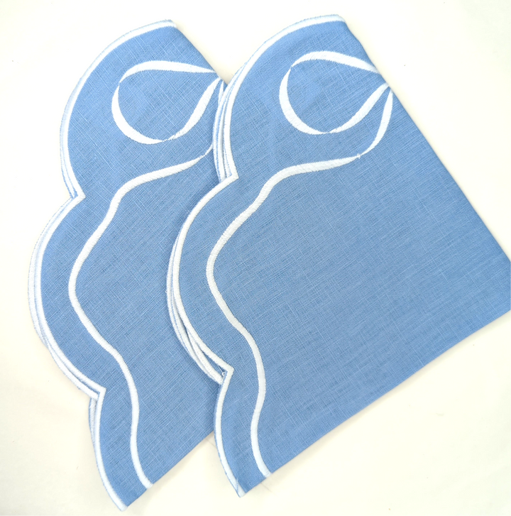 Elizabeth Blue Linen Placemat, Set of 2-Placemats-LNH Edit