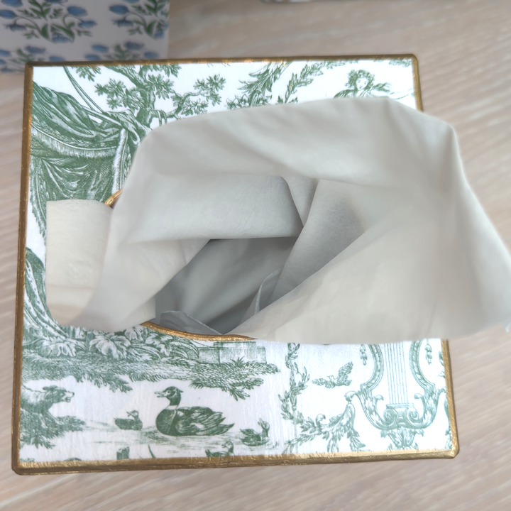 Sage Toile Tissue Box Cover-Tissue Boxes-LNH Edit