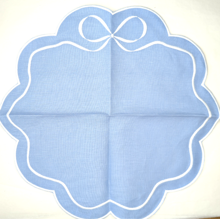 Elizabeth Blue Linen Placemat, Set of 2-Placemats-LNH Edit