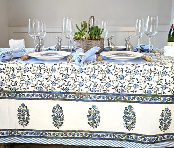 Elizabeth Blue Linen Placemat, Set of 2-Placemats-LNH Edit