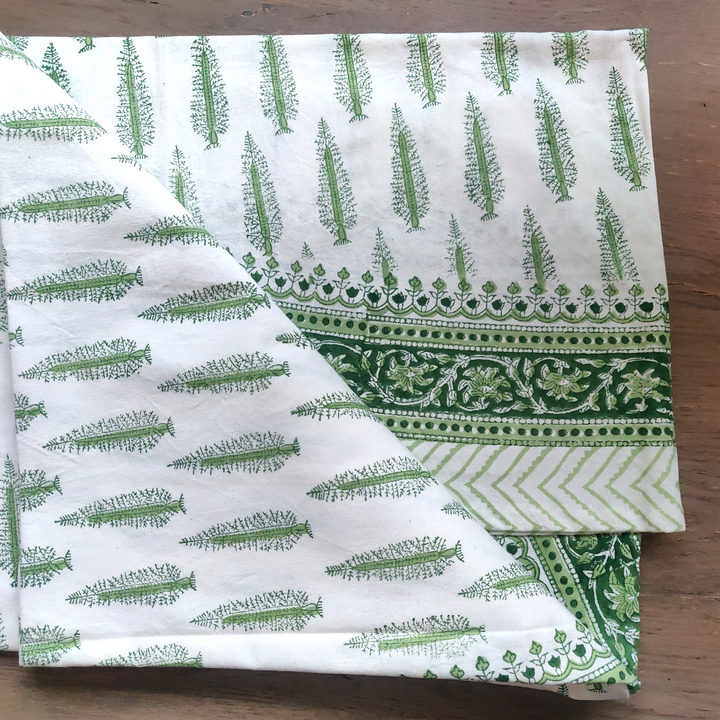 Poppy Round Green Tablecloth-Tablecloths-LNH Edit