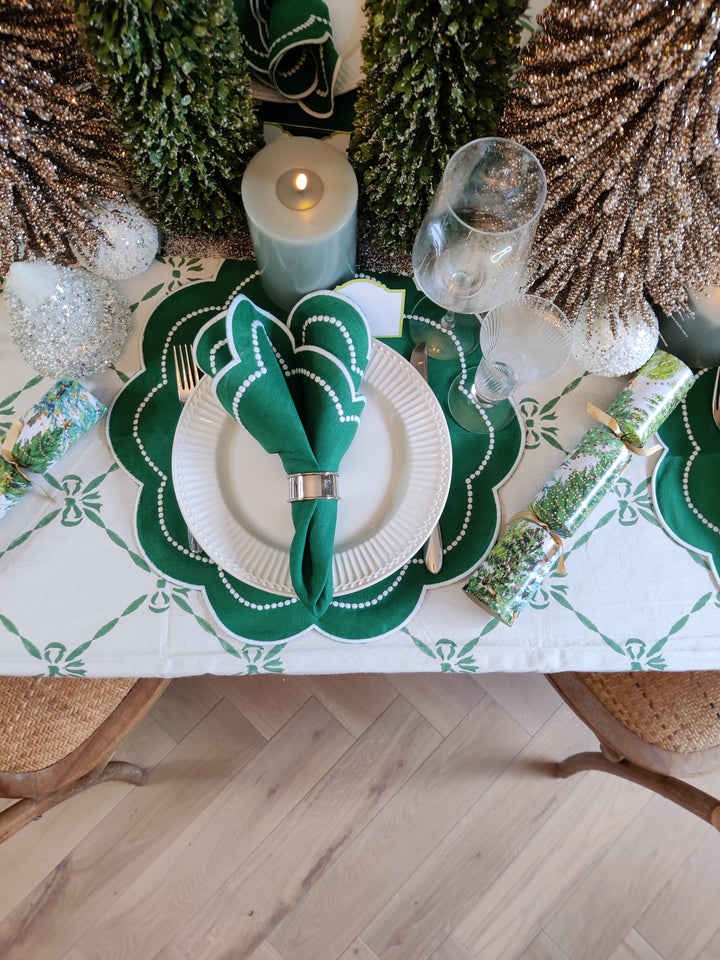 Rebecca Forest Green Linen Napkins, Set of 4-Napkins-LNH Edit