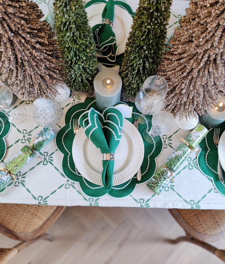Rebecca Forest Green Linen Napkins, Set of 4-Napkins-LNH Edit