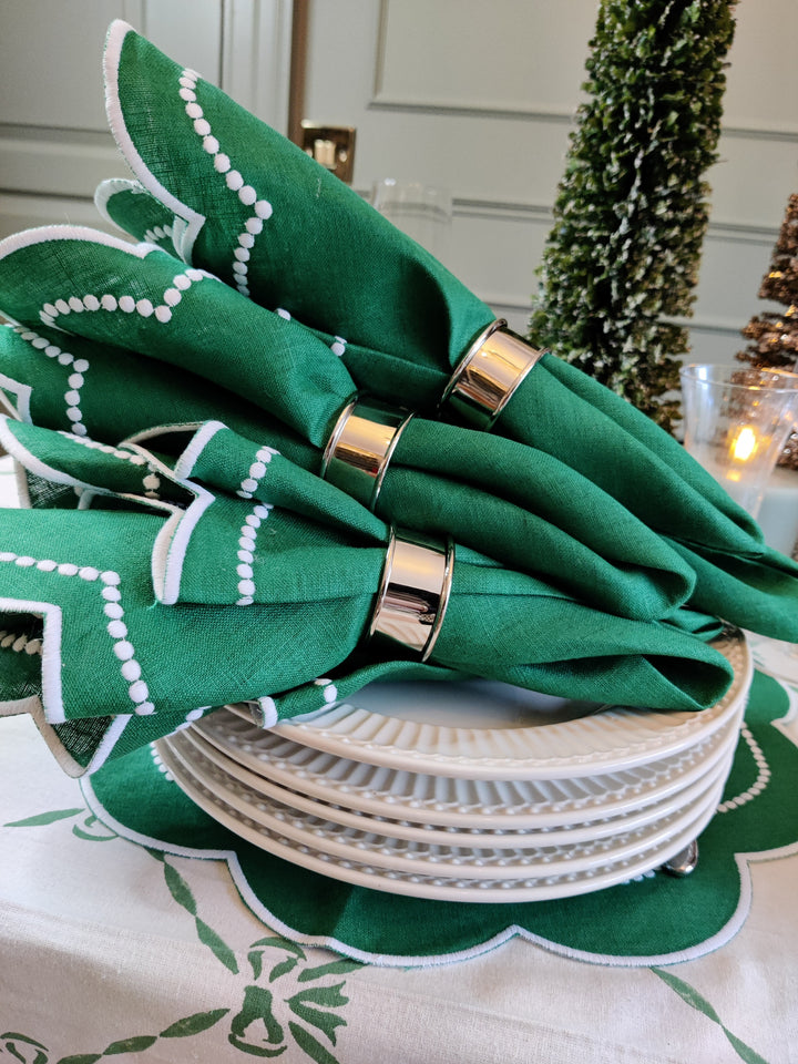 Rebecca Forest Green Linen Napkins, Set of 4-Napkins-LNH Edit