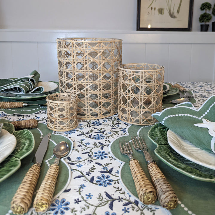 Tealight Holder Glass/Reed Natural Small-Candle Holders-LNH Edit