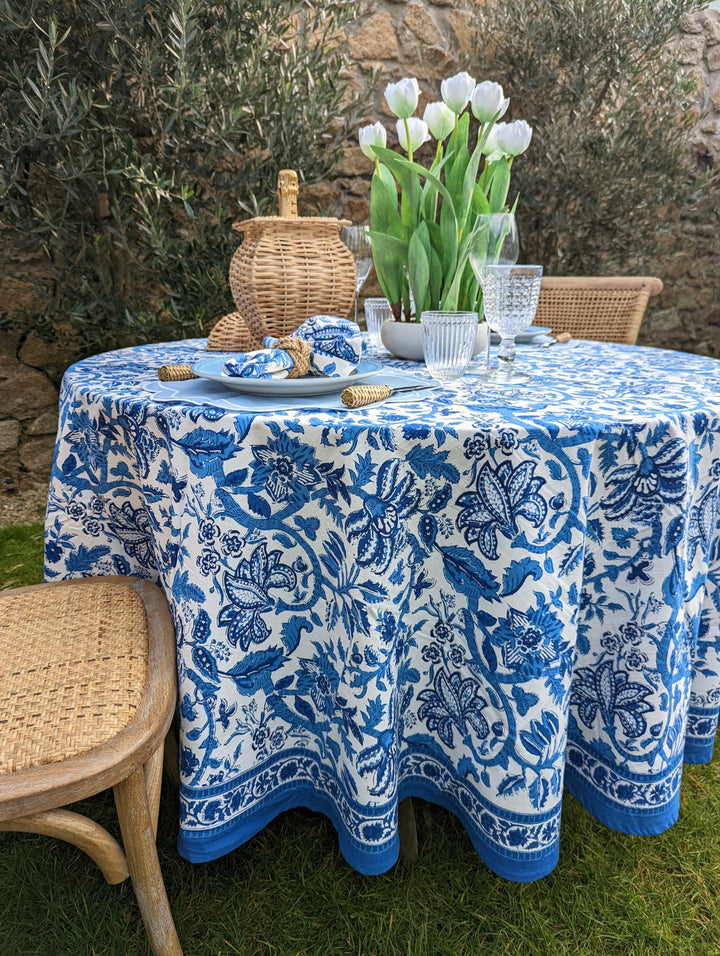 Elizabeth Blue Linen Placemat, Set of 2-Placemats-LNH Edit