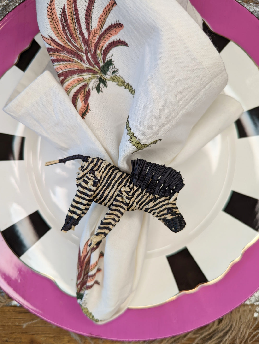 Zebra hand woven Napkin Rings, Sold separately-Napkin Rings-LNH Edit