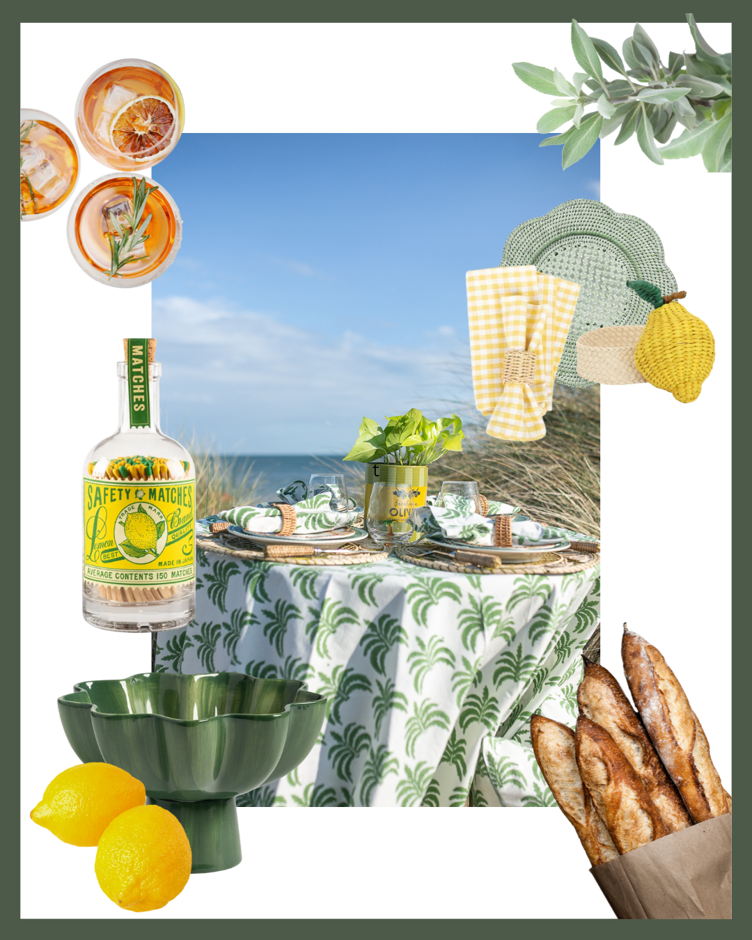 “Summer table with palm print and host gift inspiration