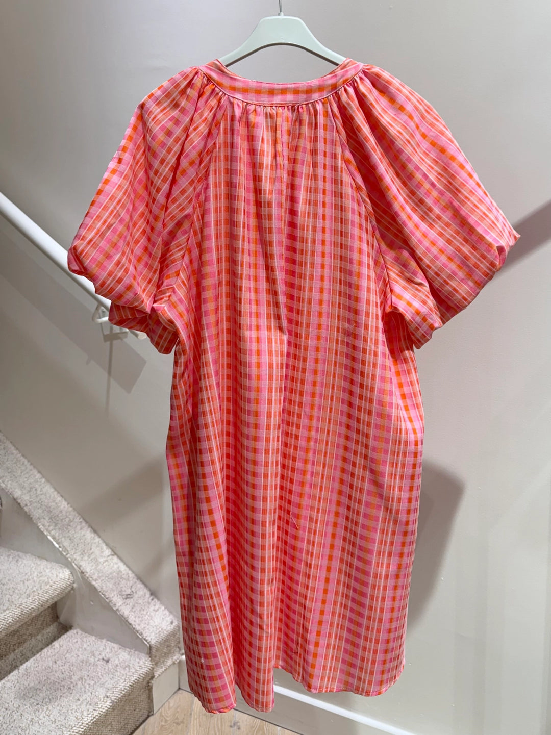 Coral Puff Sleeve Dress