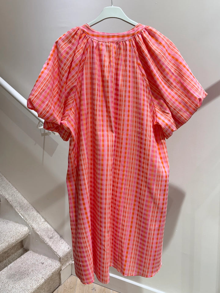 Coral Puff Sleeve Dress