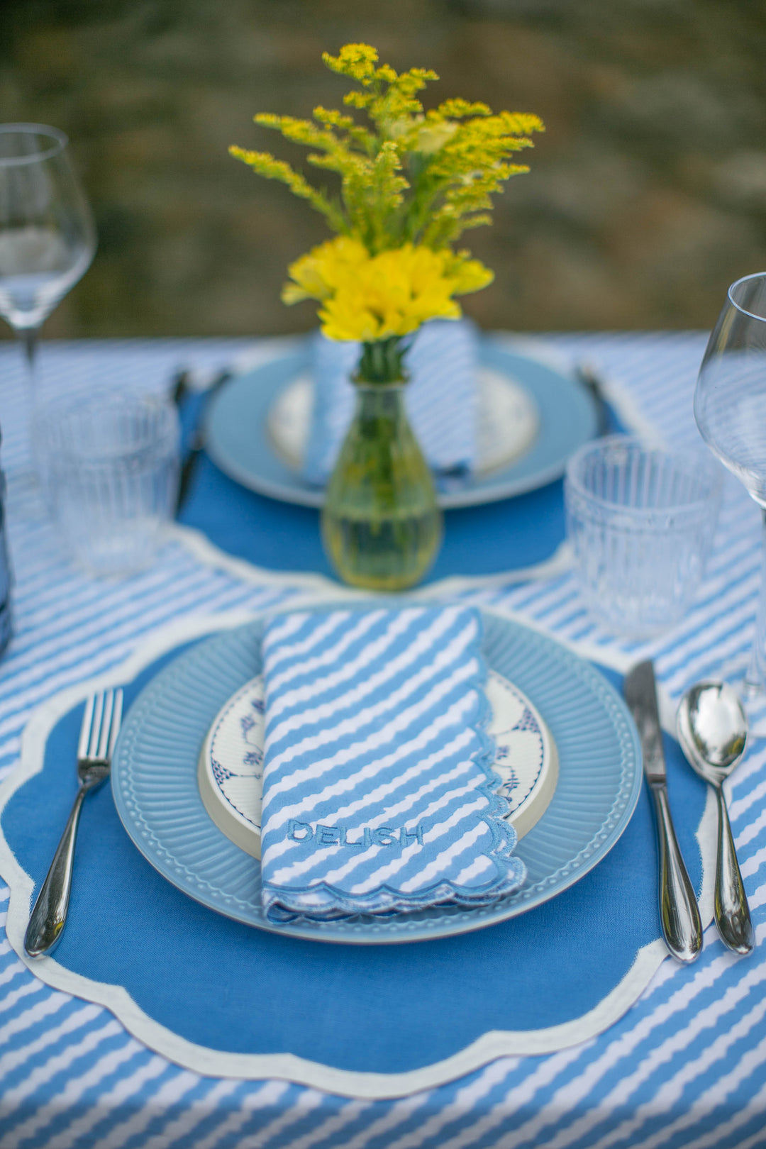 Maya Round Blue Tablecloth