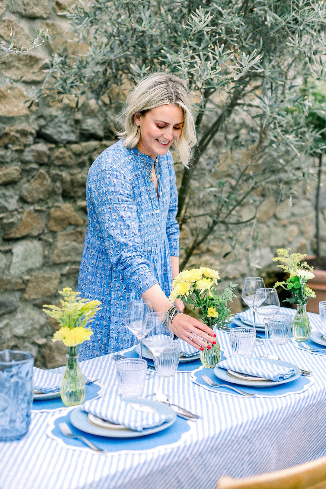 Maya Rectangular Blue Tablecloth