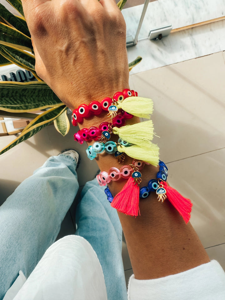 Pink Greek Evil Eye Protection Bracelets with Medusa