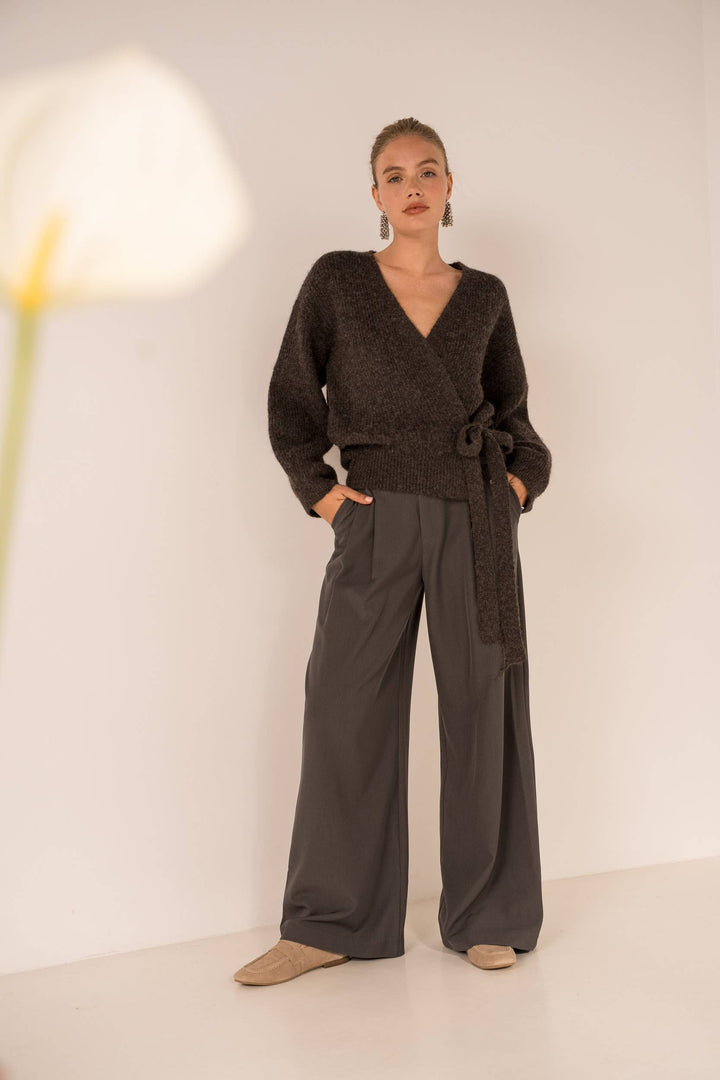 Chocolate Wrap-around cardigan