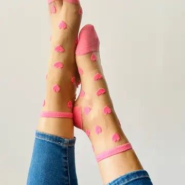 Pale Pink Heart Socks