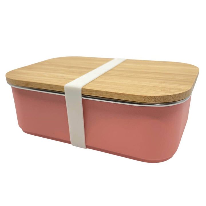 Pre order Stainless steel lunchbox with bamboo lid: Pink--LNH Edit