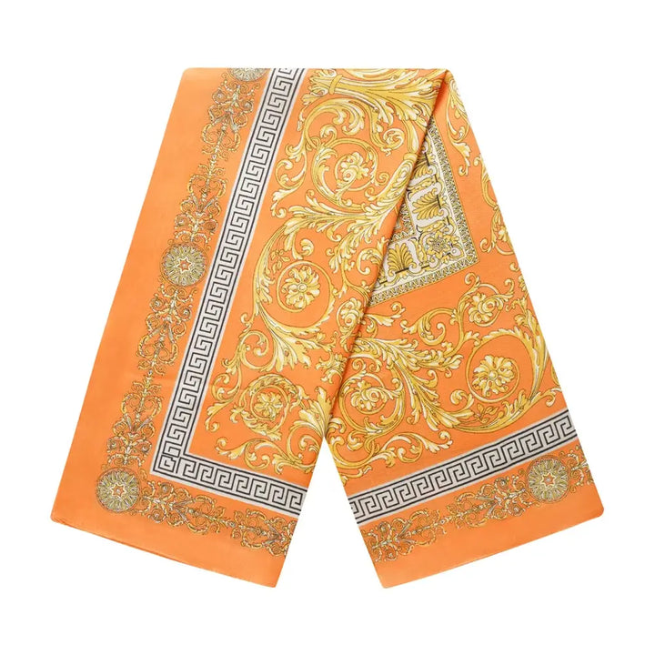 Silk-touch Orange  patterned scarf