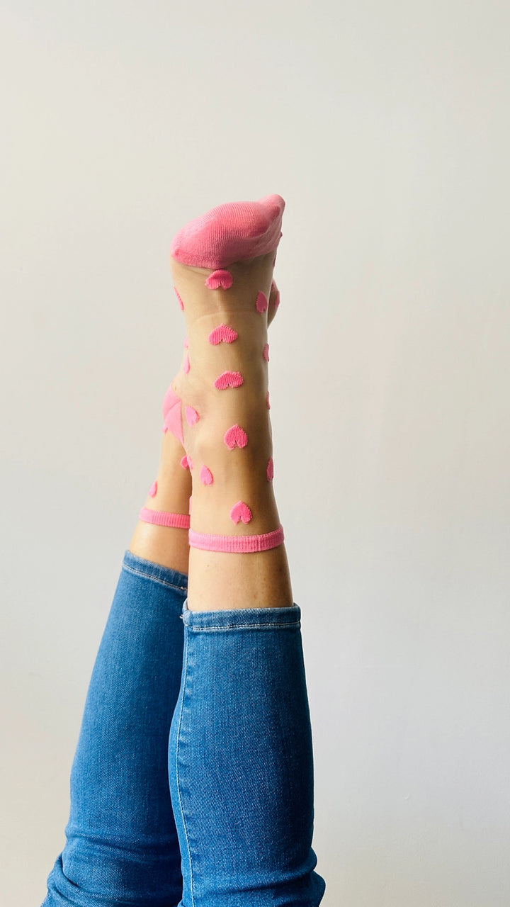 Pale Pink Heart Socks