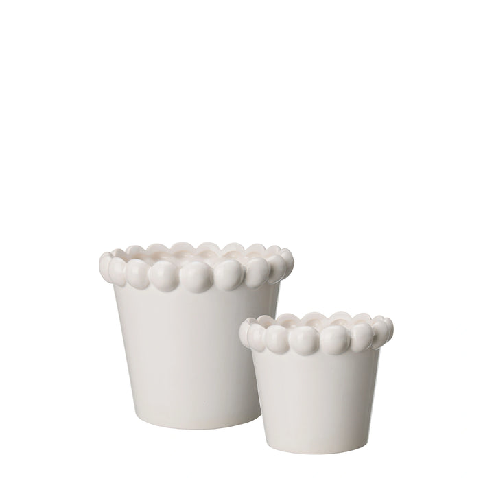 Mary White Ceramic Pot, Set of 2