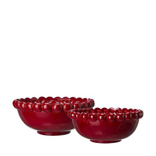 Mary Red Ceramic Planting Bowls, Set of 2