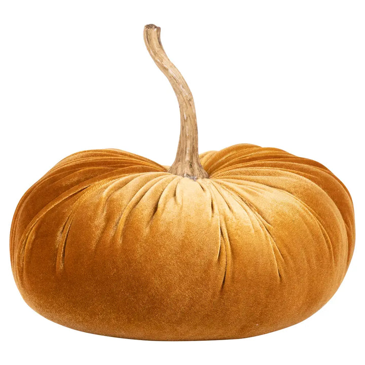 Decorative Velvet Pumpkin Orange 28cm
