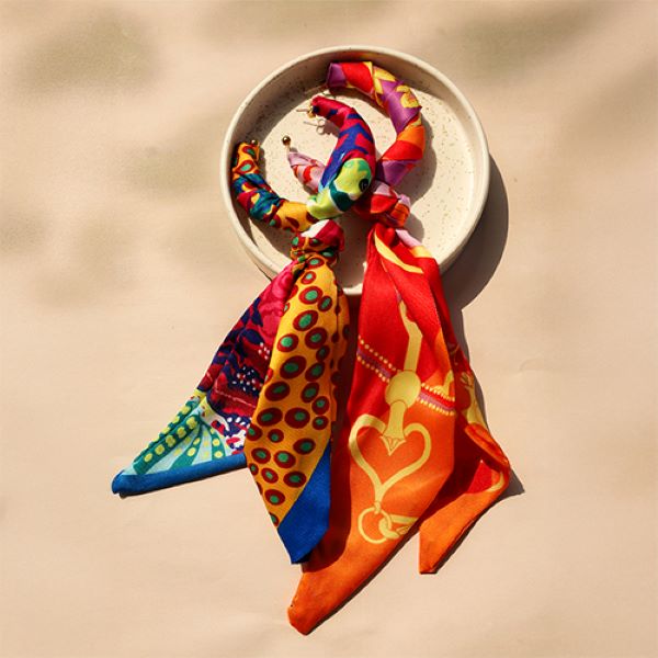 Skinny Silk-touch orange scarf