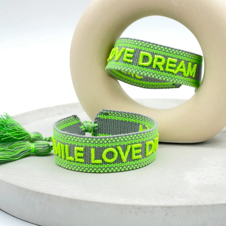 Smile , Love , Dream Woven Bracelet