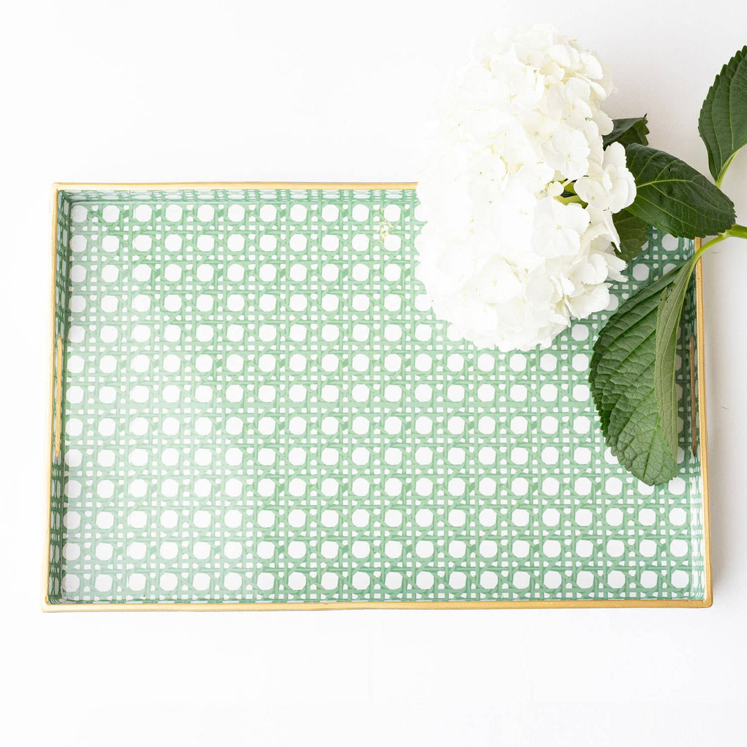 Green Cane Rectangular Tray-Trays-LNH Edit