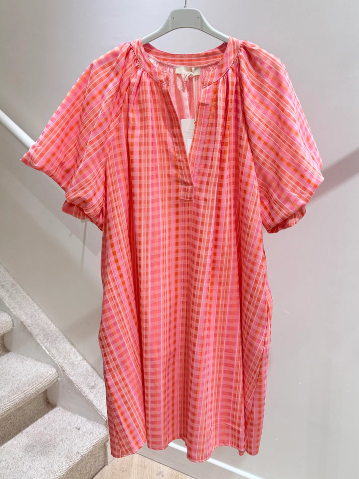 Coral Puff Sleeve Dress