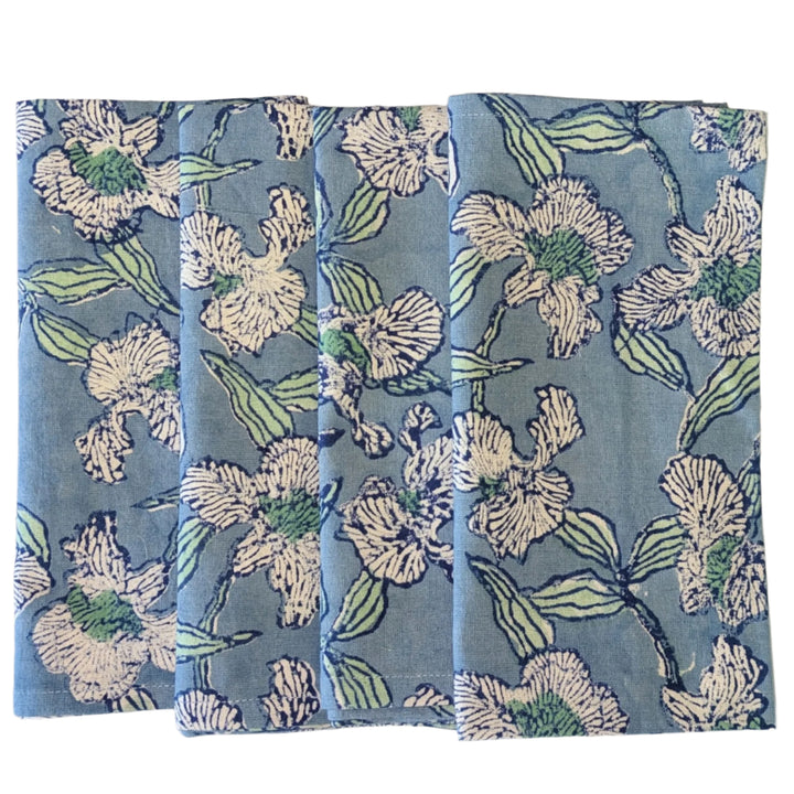 Orchid Blue Napkin, Set of 4-Napkins-LNH Edit