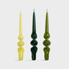 Candle alpha green set of 3