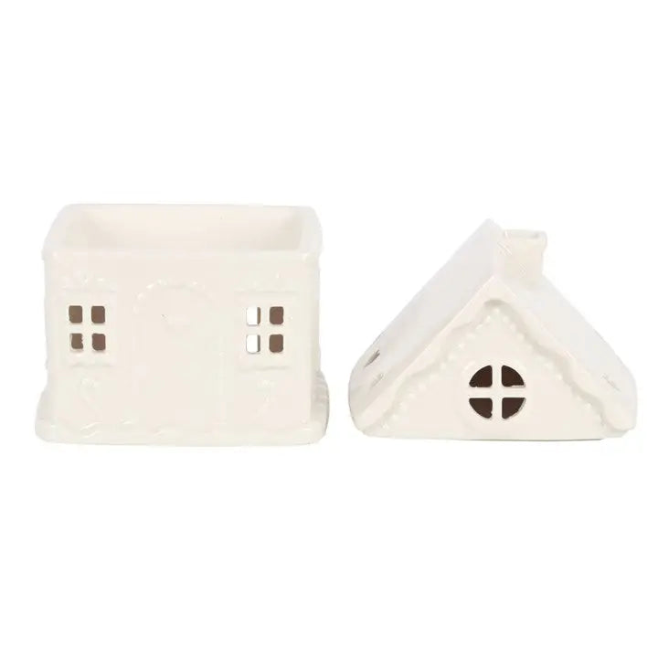 White Gingerbread House Oil Burner and tea light holder