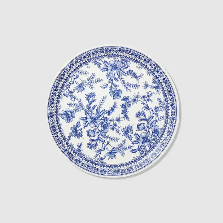 French Toile Blue Large Paper Plate, set of 10