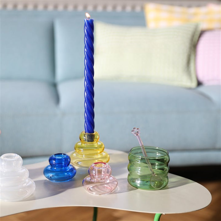 Colorful glass candle holder