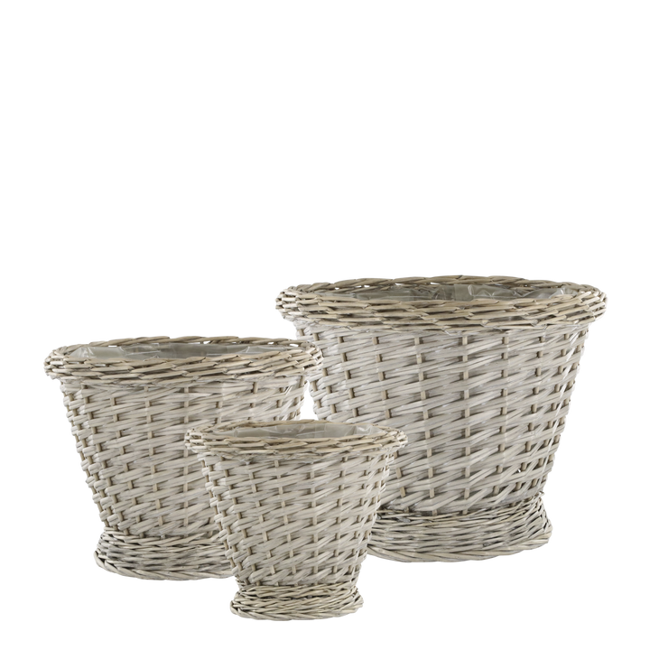 French Basket w. plastic liner set of 3