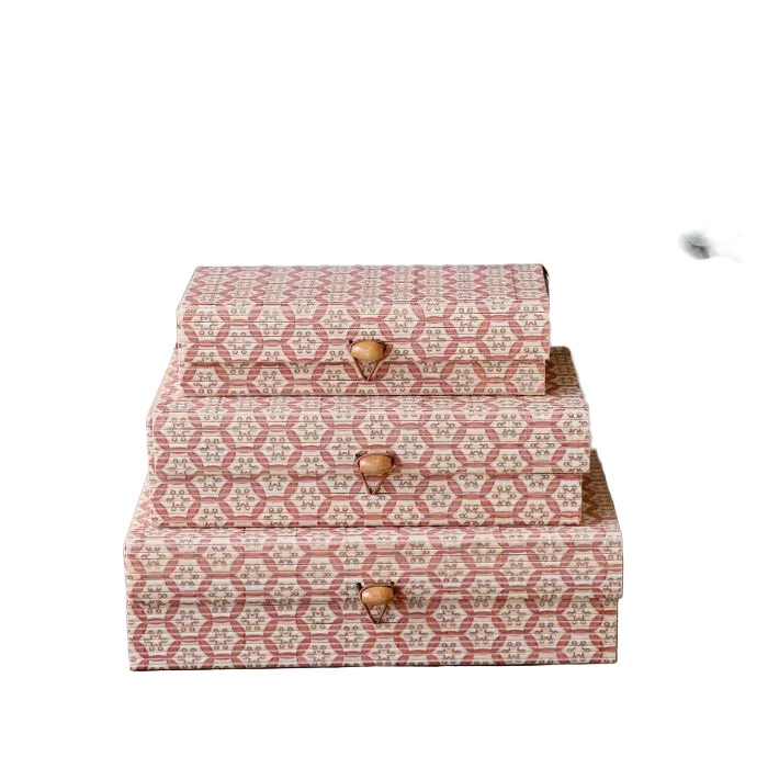 Amilly Coral Box in bamboo set of 3