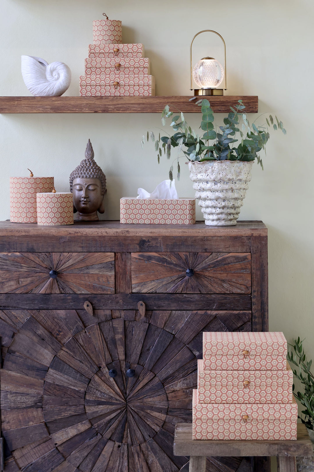 Amilly Coral Box in bamboo set of 3