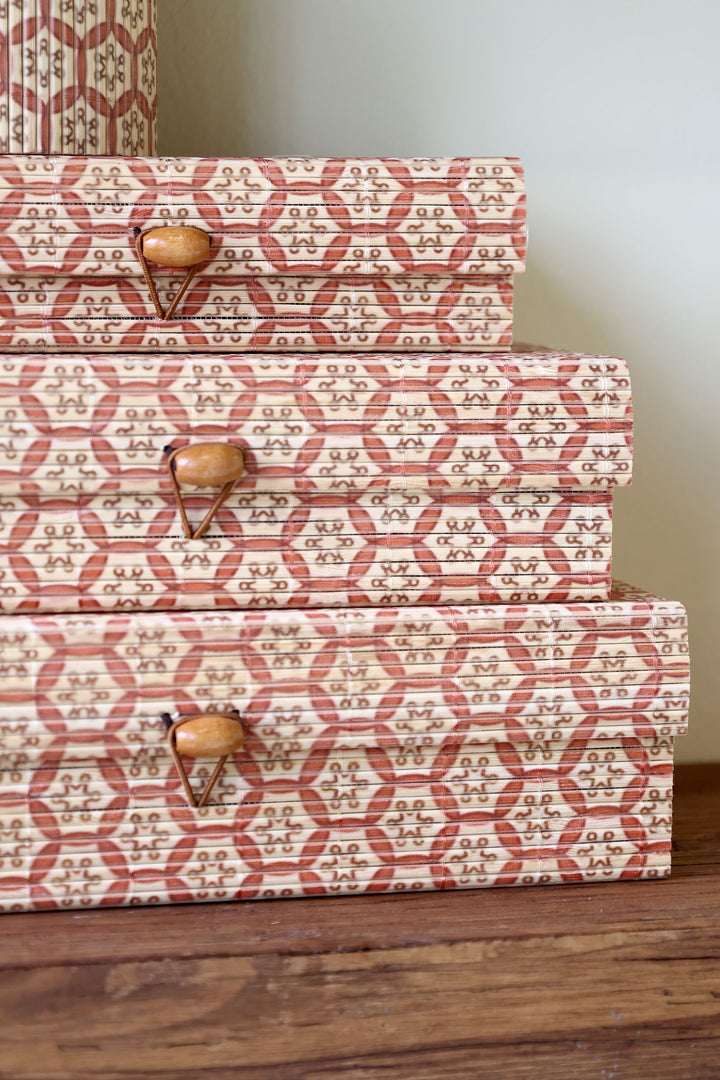 Amilly Coral Box in bamboo set of 3