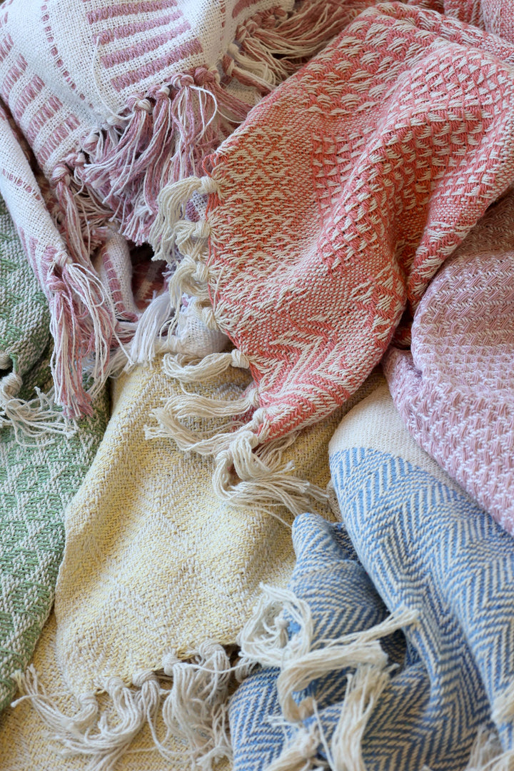 Aix Blue Stripe cotton throw