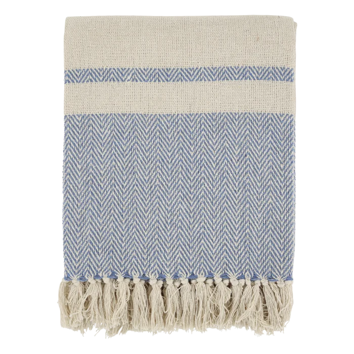 Aix Blue Stripe cotton throw