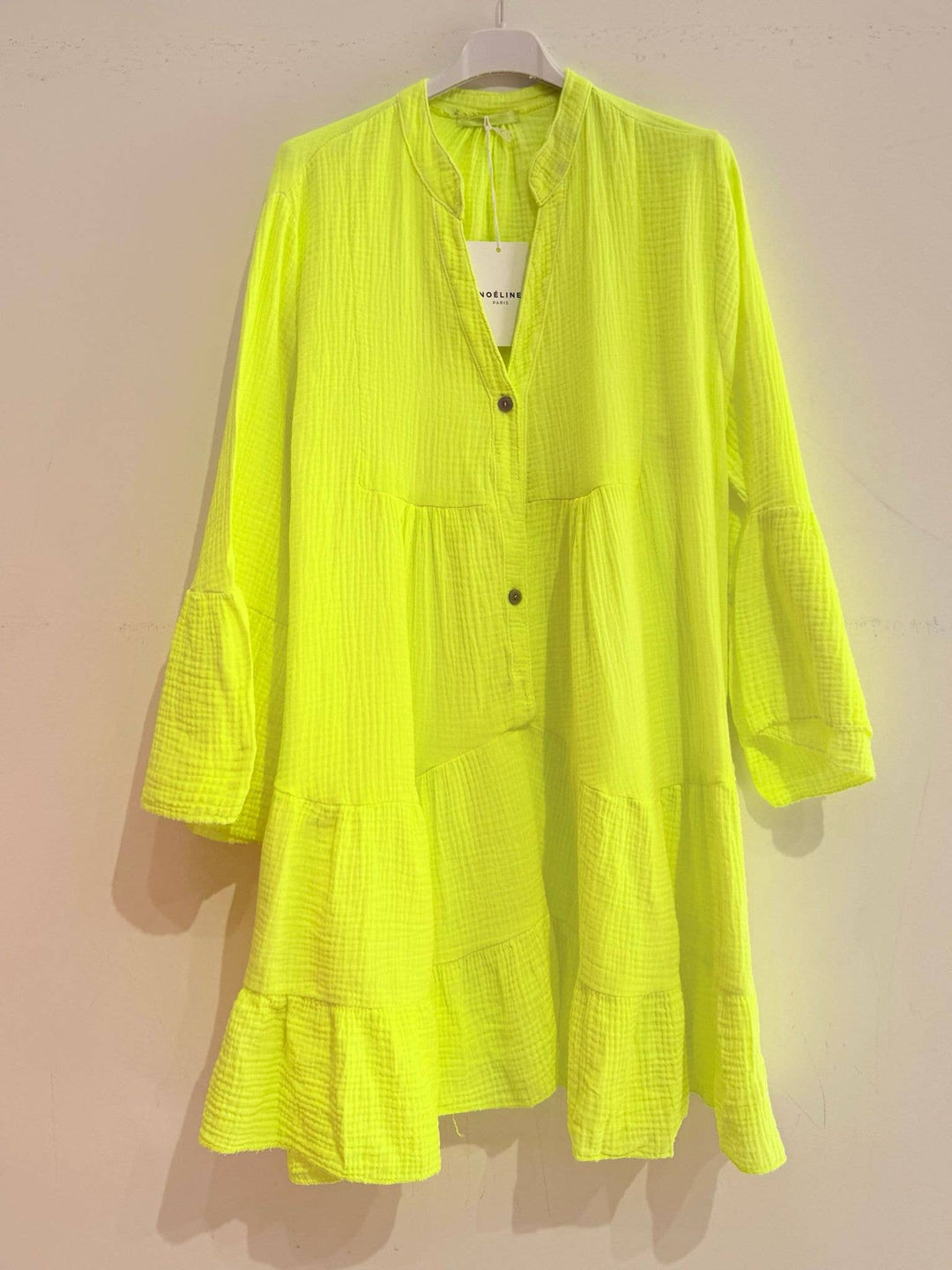 Neon Yellow Long Sleeve Cotton Dress-Dresses-LNH Edit