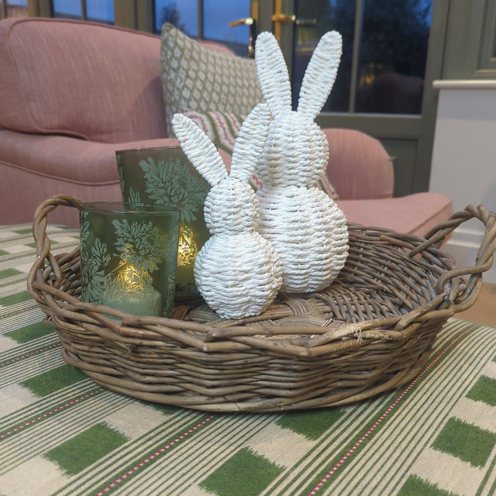 Small White Wicker Rabbit